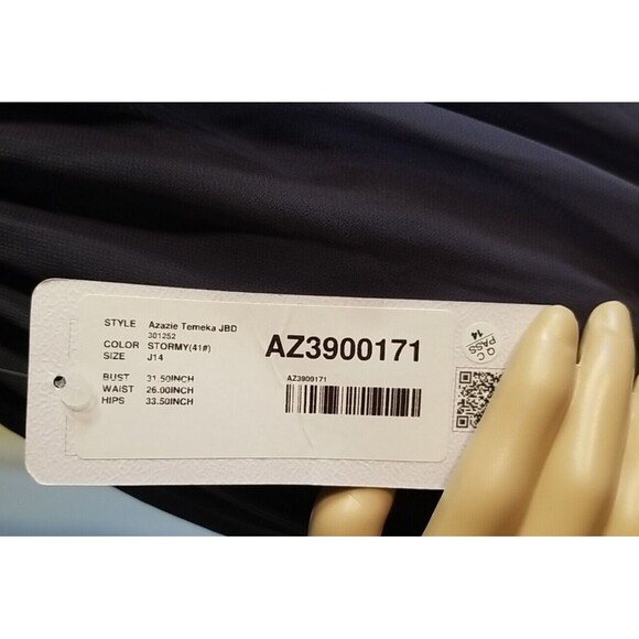 Azazie Juniors 14 Temeka A Lined Ruched Chiffon Dress Color Stormy Prom Wedding - Picture 9 of 13